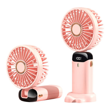 Ventilátor Techsuit "N15" összecsukható kivitel, digitális kijelző és 1800mAh - pink