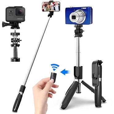Selfie bot Techsuit "L02" Bluetooth távirányítóval, stabil állvánnyal és 360°-os forgatással, 100cm - fekete
