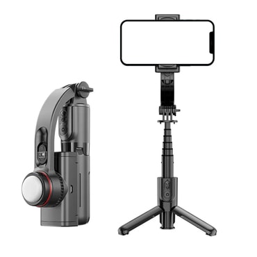 Selfie bot Techsuit "L18sMini" Bluetooth távirányítóval, stabil állvánnyal, LED lámpával és 360°-os forgatással, 70cm - fekete