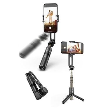 Önkioldó Techsuit "L18Mini" Bluetooth távirányítóval és stabil állvánnyal, 360° forgatással, 70cm - fekete