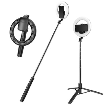 Önarckép bot Techsuit "Q05s" Bluetooth távirányítóval és LED lámpával, 168cm - fekete