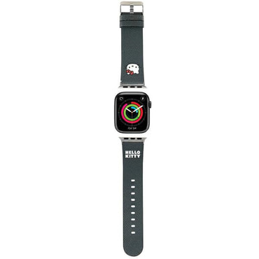 Bőr szíj Hello Kitty "Kitty Head" Apple Watch készülékhez (38/40/41/42mm) - fekete