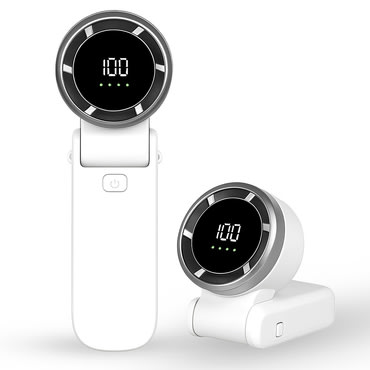 Mini kézi ventilátor Techsuit "A9" LED kijelzővel, USB-C töltéssel, 5 sebességgel, 5000mAh - fehér