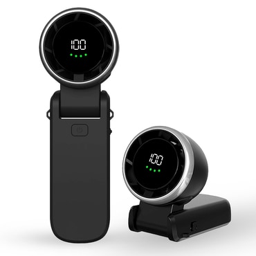 Mini kézi ventilátor Techsuit "A9" LED kijelzővel, USB-C töltéssel, 5 sebességgel és 5000mAh - fekete