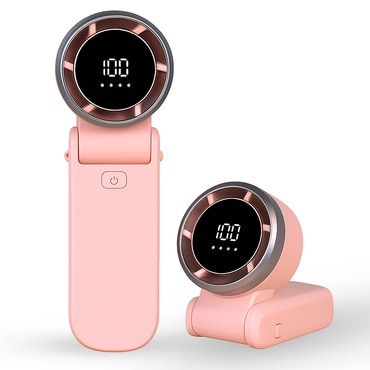 Mini kézi ventilátor Techsuit "A9" LED kijelzővel, USB-C töltéssel, 100 sebességgel, 5000mAh - rózsaszín