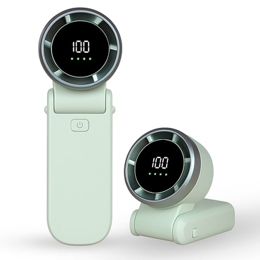 Mini kézi ventilátor Techsuit "A9" LED kijelzővel, USB-C töltéssel, 100 sebességgel, 5000mAh - zöld