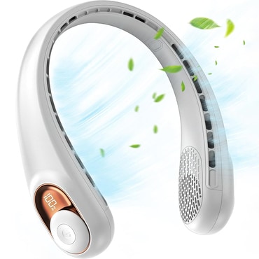 Hordozható nyakventilátor Techsuit "S9" digitális kijelzővel, 3 sebesség, 5200mAh - fehér