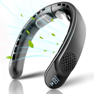 Hordozható nyakventilátor Techsuit "S8" digitális kijelzővel, 3 sebességgel, 4000mAh - fekete