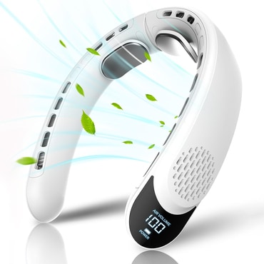 Hordozható nyakventilátor Techsuit "S8" digitális kijelzővel, 3 sebességgel, 4000mAh - fehér