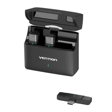 (2 darabos) Vezeték nélküli lavalier mikrofon Vention "NCAB0" USB-C, ANC - black