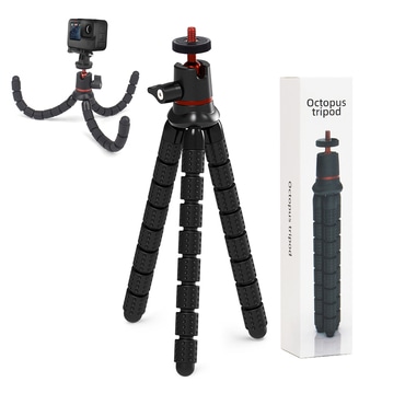 Trinógú álló Techsuit "Octopus JX-004" telefonhoz és GoPro-hoz, hordozható, rugalmas - fekete