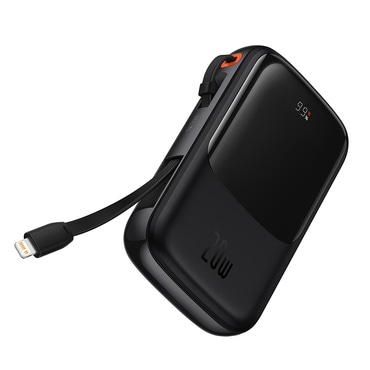 Power bank Baseus "Qpow Pro" 10000mAh z Lightning és USB-C kábellel, 20W - black