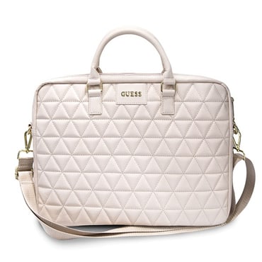 Táska Guess "Computer Bag Quilted" 15-16", mozaik minta, levehető és állítható vállpánttal - pink