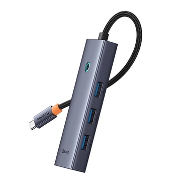 Hub postaja Baseus "Lite Series" USB-C - 4x USB-A 3.0, 5Gbps, Touch Control, Plug-and-Play - space grey