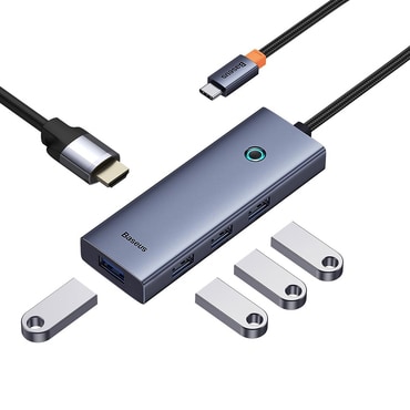 Baseus "UltraJoy" USB-C hub - HDMI, 4x USB-A, 4K 30Hz-en - space grey