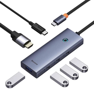 Hub állomás Baseus "UltraJoy" USB-C - 4x USB-A, HDMI, 2x USB-C, 4K@60Hz - space grey