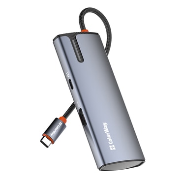 Hub postaja ColorWay "CW-HUB01" USB-C - 3x USB-A, USB-C, HDMI 4K, PD 100W készülékhez - silver