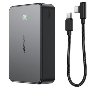 Hordozható töltő Acefast "M29" 20000mAh, 22.5W, z USB-C kábellel, gyors töltéssel, 2x USB-C, USB-A és kijelzővel - black