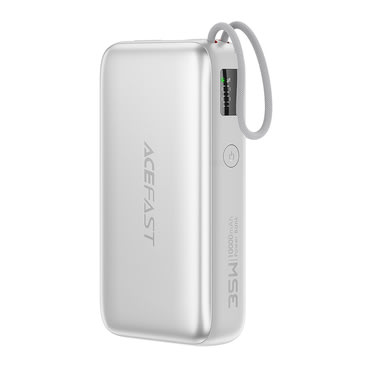 Hordozható töltő Acefast "M32" 35W - 10000mAh kivehető USB-C kábellel - silver