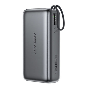 Power bank Acefast "M34" 45W - 20000mAh kihúzható USB-C kábellel - gray