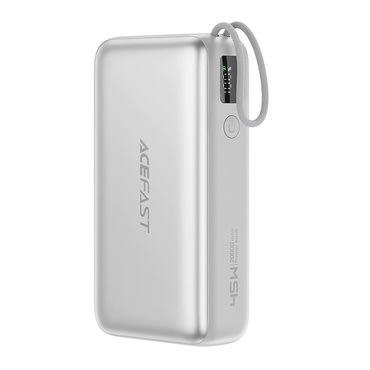 Power bank Acefast "M34" 45W - 20000mAh kihúzható USB-C kábellel - silver