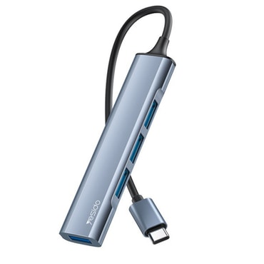 Hub postaja Yesido "HB17" 4v1 USB-C - 1x USB-A 3.0, 3x USB-A 2.0, 5Gbps, alumínium - szürke