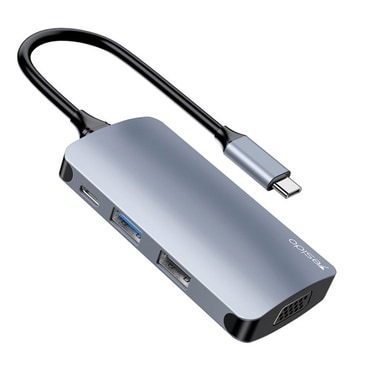 Hub állomás Yesido "HB16 7v1" USB-C - 1x USB-A 3.0, 2x USB-A 2.0, 1x TF, 1x SD, 1x VGA, 1x USB-C, PD100W, 5Gbps - szürke