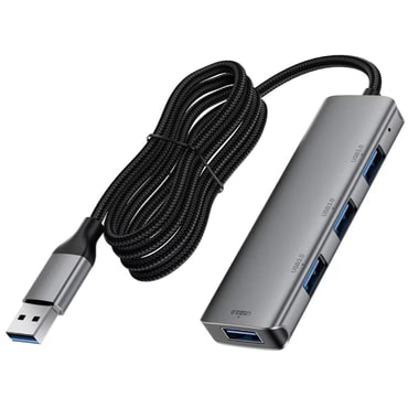 Hub postaja Acefast "J17" 4v1 USB-A - 4x USB-A 3.0, 5Gbps, 5V/3A, 1m - metal gray