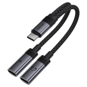 Hub állomás Acefast "J14" USB-C - 2x USB-C, 60W gyors töltés, Hi-Fi hang, 17cm - black