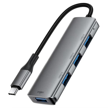 Hub postaja Acefast "J15" 4v1 USB-C - 4x USB-A 3.0, 5Gbps, nejlon kábel - metal gray