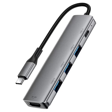 Hub állomás Acefast "J16 5v1" USB-C - 3x USB-A 3.0, 1x USB-C PD 90W, 1x HDMI 4K 60Hz-en - metal gray