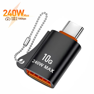 OTG adapter Techsuit "HyperPort A1" USB-A - USB-C 10Gbps, 240W, alumínium - narancssárga