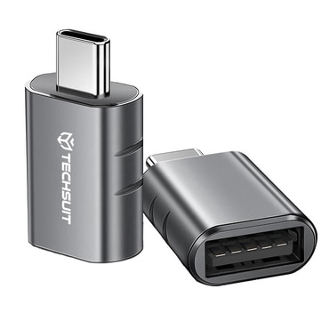 OTG adapter Techsuit "SlateVolt A10" USB-A - USB-C USB 3.0, 5Gbps, 3A, Thunderbolt 3 támogatás, cinkötvözet - szürke