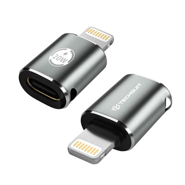 OTG adapter Techsuit "TitanCoreX A11" Lightning - USB-C 3A, alumíniumötvözet, Plug&Play, gyorstöltés - szürke