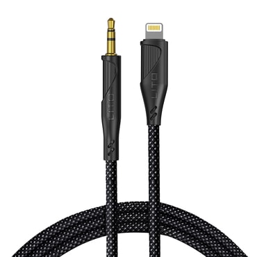 Audio kábel Lito "LA02" Lightning - AUX 3.5mm jelveszteség nélkül, fonott nylon, 1m - black