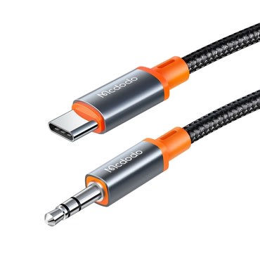 Audio kábel USB-C - AUX 3.5mm Mcdodo "CA-0900" spirális kialakítás, fonott nylon, 1.8m - black