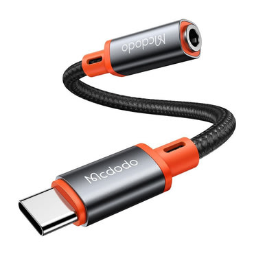 Audio kábel USB-C - AUX 3.5mm Mcdodo "CA-7561" alumínium végek, fonott nylon, 0.11m - black