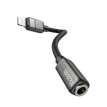 Lightning - AUX 3.5mm audio kábel Mcdodo "CA-5010" digitális audio dekóder chippel, fonott nylon, 0.11m - black
