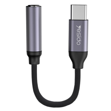 USB-C - AUX 3.5mm audio káfehér Yesido "YAU19" - fekete