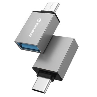 OTG adapter Techsuit "DuoVoltX A13" USB-A és USB-C 3A, 5Gbps, Plug&Play - szürke