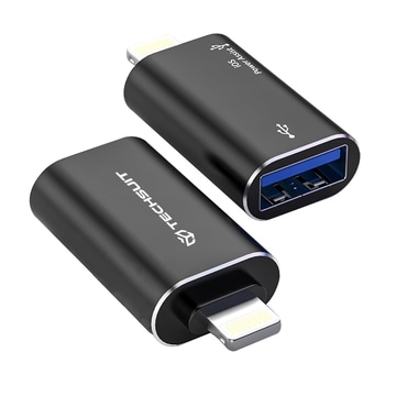 OTG adapter Techsuit "AluVoltX A18" USB-A Lightning-hez alumínium, gyors adatátvitel - fekete