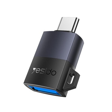 OTG adapter Yesido "GS31" USB-C USB-A QC18W, alumínium ötvözet, Plug&Play - szürke