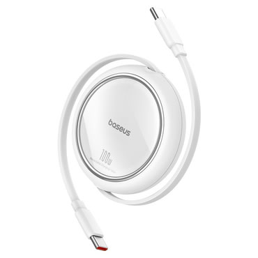 Töltő és adat 100W USB-C - USB-C káfehér Baseus "Free2Draw Mini" - 480Mbps - 1m - moon white