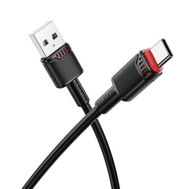 Töltő és adatátviteli USB-A - USB-C káfehér Borofone "Beneficio BX110" - 3A - 1m készülékhez - black.