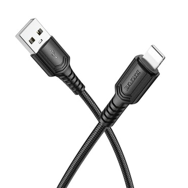 Töltő és adat USB-A - Lightning káfehér Borofone "Certain Series BX116" - 2.4A - 1m készülékhez - fekete.
