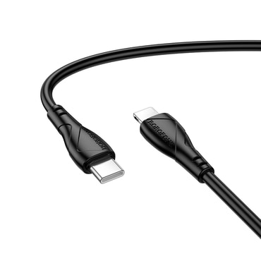 Töltő és adat 27W USB-C Lightning káfehér Borofone "Energy Series BX121" - 1m - fekete