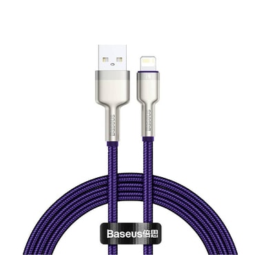 Töltő és adat USB-A Lightning káfehér Baseus "Cafule Series Metal" - 480Mbps - 2.4A - 1m - purple