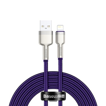 Töltő és adat USB-A Lightning káfehér Baseus "Cafule Series Metal" - 480Mbps - 2m - purple