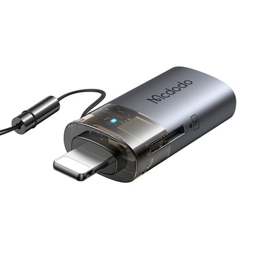 USB-A és Lightning OTG adapter Mcdodo "OT-7850" TF kártyaolvasóval, gyors adatátvitel 480Mbps - black