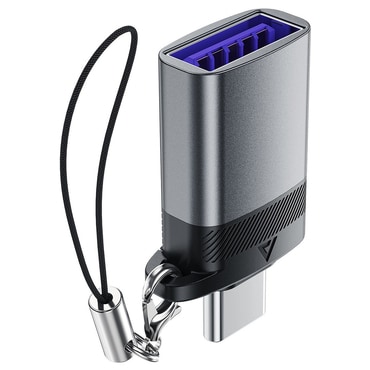 USB-A és USB-C OTG adapter Acefast "J7" 10Gbps, gyors töltés - metal gray